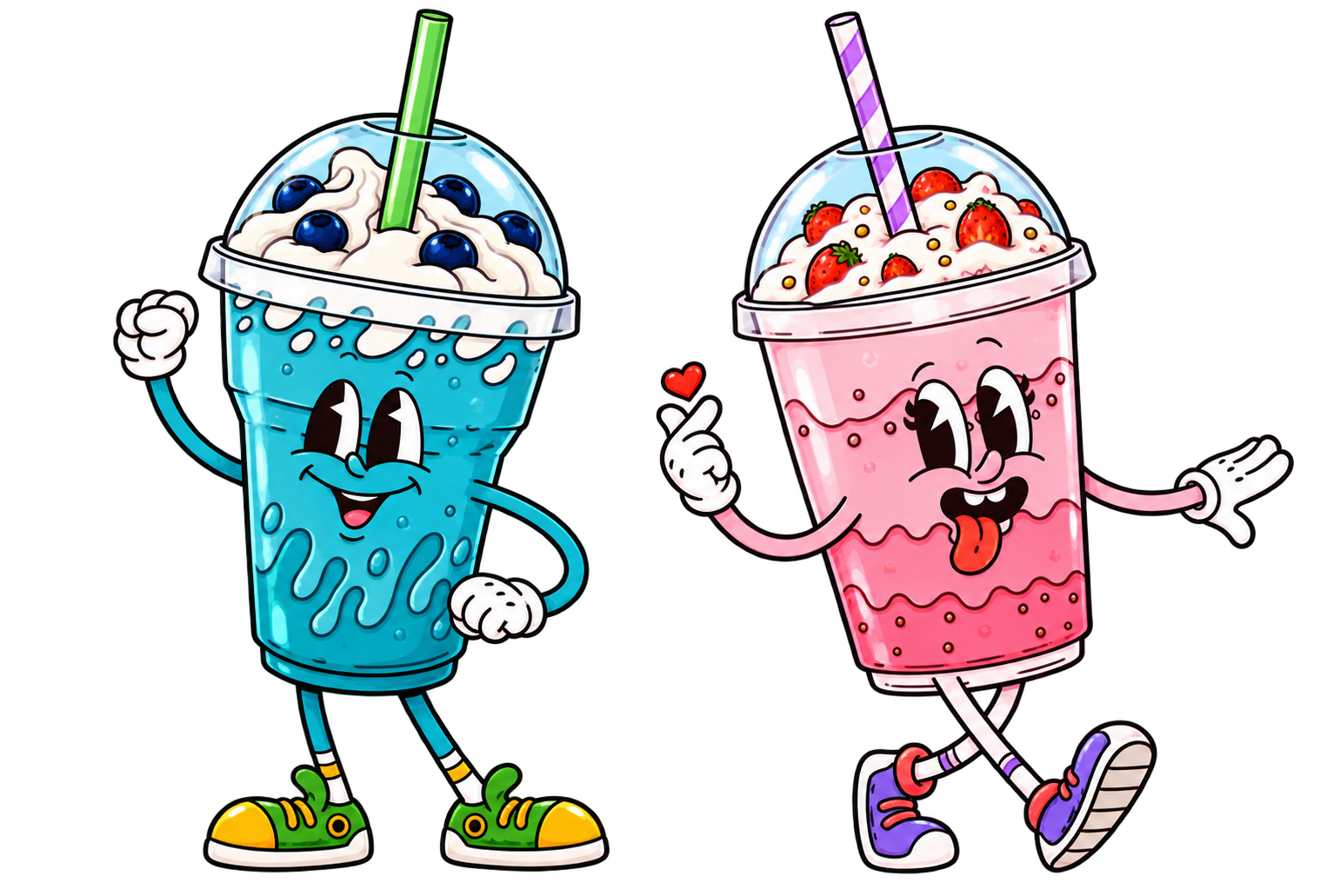Las dos mascotas Ice: mora azul y fresas con crema